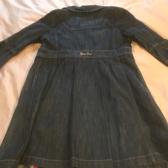 GUESS Long Denim Double Breasted Dress Jacket Stretch M - Picture 16 of 16